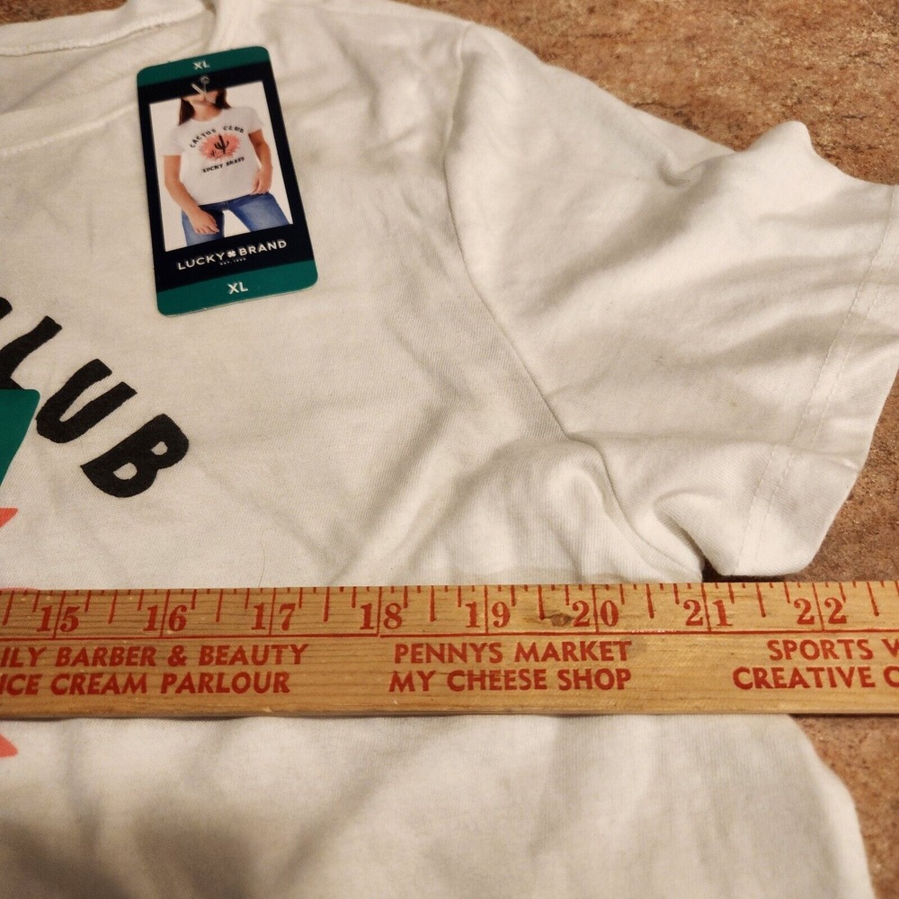 Lucky Brand Top Women's XL T Shirt White Cactus Club New - Picture 3 of 10